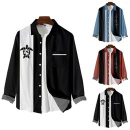 Men's Casual Shirts Shirt Button Mens Printed Hawaiian Long Sleeve Down Beach Men Cotton Tees Short Athletic T