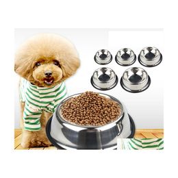 Dog Bowls Feeders Stainless Steel Cat Bowl Nonslip Durable Outdoor Food Feeder Water For Small Medium Large Dogs Pet Feeding Drink Otrxy