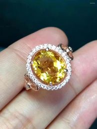 Cluster Rings Real And Natural Citrine Ring 925 Sterling Silver Fine Yellow Gem 8 10mm