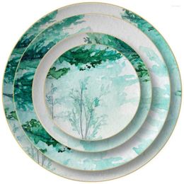 Plates Nordic Green Ceramic Tableware Plate Western Steak Dish For Home Use Dinner Set Nordicplate