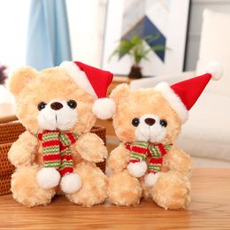 1Pc 23/28CM Cute Christmas Hat Teddy Bear Plush Toys Kawaii Teddy Dolls Stuffed Soft for Children Girlfriend Birthday Xmas Gifts