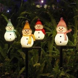 Solar Garden Lights Snowman Christmas Decoration Waterproof Led Light Outdoor Post Lamp Lawn Landscape Lighting