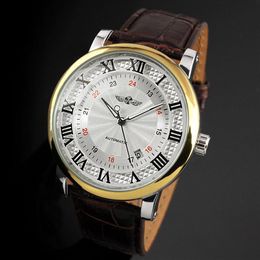 2021 winner fashion casual luxury male leather business skeleton mechanical men self wind military wrist watch gift clock3118