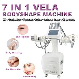 7 IN 1 Vela Roller Fat Cavitation Fat Dissolve Body Shaping Lipolaser Slimming 40K Vacuum Roller RF Fat Reduction Face lift Skin Tighten Equipment