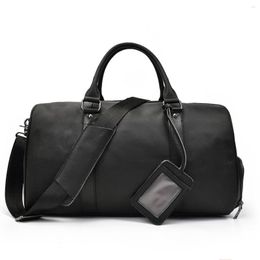 Duffel Bags Designer Duffle Travel Bag Men Business Vacation Package Luggage Organiser With Shoe Pocket Black Handbag Cow Genuine Leather