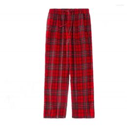 Men's Sleepwear 2022 Spring Autumn Men Cotton Sleep Bottoms Male Red Plaid Trousers Casual Home Pants High Quality Pyjama S-XXL 100KGS