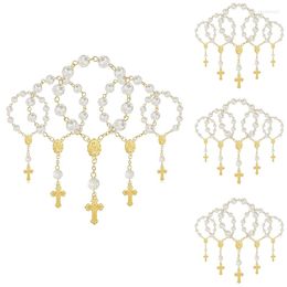 Charm Bracelets 20Pcs Baptism Favours With Cross Mini Rosaries Acrylic Beads Bracelet Christening Communion Finger Rosarie