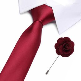 Bow Ties 2022 Wine Red Tie For Mens Silk Neckties Designers Fashion Men 7.5cm Navy And Striped Wedding Party