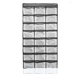 Storage Boxes Over Door Wall Hanging Bag 24 Grids Nursery Wardrobe Space-Saving Fabric Pouch Hats Dorm Organiser With Mesh Pockets