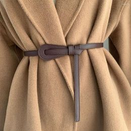 Belts Vintage Thin Knot For Women Soft Pu Leather Belt Black/Coffee Straps Wild Long Dress Coat Accessories Lady Waistband