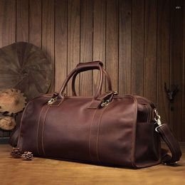 Duffel Bags Genuine Travel Crazy Horse Hand Men's Top Layer Cowhide Large Capacity Real Leather Bag Single