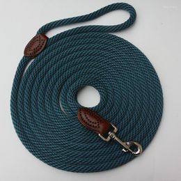 Dog Collars Nylon Strong Rope Lead Leash Training Leather Handmade 5ft 10ft 20ft 30ft Long Blue Red Brown