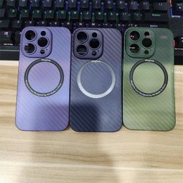 Carbon Fibre Magnetic Hard Phone Cases Wireless Charging For iPhone 14 Pro Max Plus iPhone14 13 12 11 Shockproof Camera Lens Protective Ultrathin Back Cover