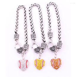Charm Bracelets Sporty Style Baseball Pattern Heart Pendant Athlete Good Gift Choose High Grade Zinc Alloy Provide Drop