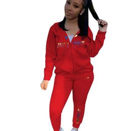 Ladies 2 Piece Sets Tracksuits Fashion Pattern Printed Long Sleeve Zipper High Neck Sexy Sports Two Piece Set for Women Tracksuit