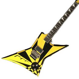 Lvybest Custom Irregular Shape Body Electric Guitar in Yellow Color Accept Guitar Bass OEM Order