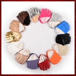 ST895 Fashion Half Finger Fingerless Pu Leather Gloves Ladys Driving Show Pole Dance Mittens For Women Men Motorcycle Gloves Summer