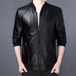 Men's Jackets Men Outerwear Long Sleeves Faux Leather Coldproof Thicken Plush Lining Jacket For Outdoor