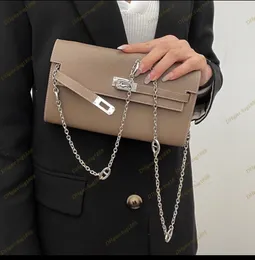 Luxury women's bag Classic designer togo cowhide handbag Gold silver chain one shoulder messenger bags Fashion cross lock bag Horizontal style square key wallet