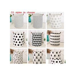 Storage Baskets Ins Laundry Kids Toys Basket Foldable Dirty Clothing Bucket Waterproof Laundries Bag Polka Dot Cactus 55 Styles Drop Otxb3