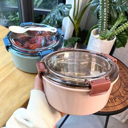 Dinnerware Sets Korean Thermo Lunch Box Stainless Steel Instant Noodle Bowl Storage Containers Airtight Cuisine Portable