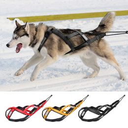 Dog Collars Leashes Waterproof Dog Sledding Harness Reflective Pet Sledding Skijoring Harness Big Large Dogs Weight Pulling Vest For Pet Training T221212