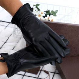Five Fingers Gloves and Wool Lined Mobile Phone Touch Screen Leather Mittens Winter Cold