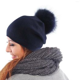 Berets Women's Winter Autumn Hat Faux H Bobble I Beany Knitted Over Ear Hats Trapper Ha