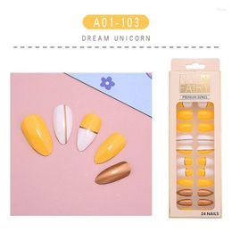 False Nails 24 PCS Coffin Nail Piece Save Time Adhesive Jelly Patch Pointed Tip Manicure For Salon Art DIY DL