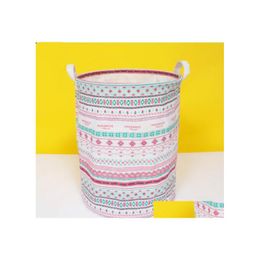 Storage Baskets Home Folding Laundry Basket Cartoon Opening Barrel Standing Toys Clothing Bucket Organiser Holders Pouch Drop Delive Otlvc