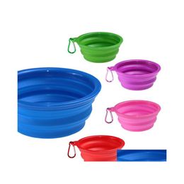 Dog Bowls Feeders Foldable Sile Supplies Puppy Bowl Portable Pet Feeding With Climbing Buckle Lls480 Drop Delivery Home Garden Ote6W