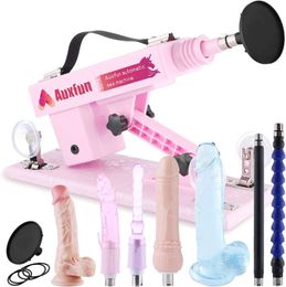 Sex Toy Machine Auxfun Funking Automatic Thrusting Dildo for Female and Male 3XLR Connector Love with 5 Attachments SUBI