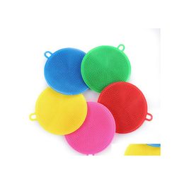 Cleaning Brushes Sile Dish Bowl Brush Mtifunction 5 Colours Scouring Pad Pot Pan Wash Cleaner Kitchen Washing Tool Zwl312 Drop Delive Otyhx