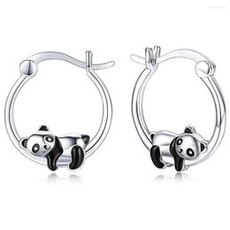 Hoop Earrings 2022 Black Panda For Women Cute Girls Circle Animal Silver Color Fashion Versatile Ear Jewelry Gifts