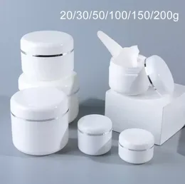 White Plastic Refillable Container with Lid Empty Jars Make Up Bottle Face Cream Lotion Storage Containers Portable