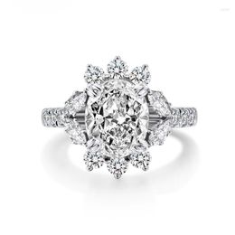 Cluster Rings Luxury 925 Sterling Silver Created Snowflake 4 S Anniversary For Women Elegant Engagement Fine Jewellery Gift