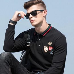 Men's Hoodies T-Shirt Autumn/Winter Long Sleeve Polo Shirt Lapel Embroidered Top