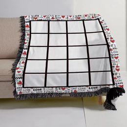 Sublimation Blank Blanket with Tassel 20 penels Heart blankets Heat transfer Printing Shawl Wrap Sofa sleeping throw blankets 125X150cm 009