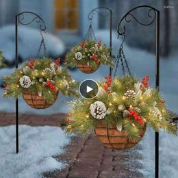 Christmas Decorations Shopwindow Garland Pendant Tree Hanging Basket With LED Lights Decoration 2022 Year Party Gift