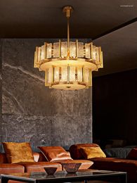Pendant Lamps Luxury Copper Living Room Chandelier Atmosphere Restaurant Light In The Bedroom Creative Villa Model Decorative