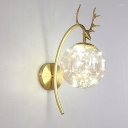 Wall Lamps Nordic Led Gypsophila Antlers Lamp Luxury Glass Ball Sconce Light Home Decoration For Bedroom Bedside Corridor Corner Aisle