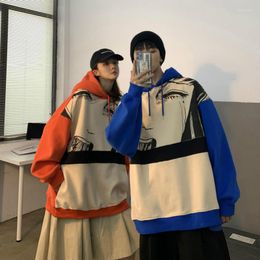 Men's Hoodies Lovers Wear 2022 Spring Couple Cartoon Anime Print Loose Hooded Mens Ins Super Fire Blue Sweatshirts