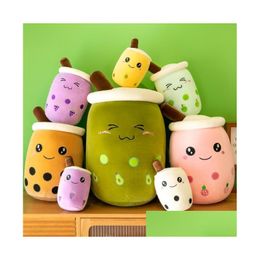 Stuffed Plush Animals Cute Fruit Drink Soft Pink Stberry Milk Tea Cup Boba Toy Foam Pillow Cushion Childrens And Valentines Day Gi Dhhzm