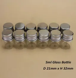 5ML Clear Glass Vial Makeup Cosmetic Sample Bottles Jar Perfume Essential Oils Container With Aluminium Screw Cap