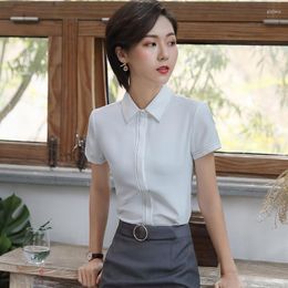 Women's Blouses Summer Formal Women Shirts White Short Sleeve Ladies Office Uniform And Tops Work Wear Clothes