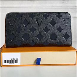 Fashion Black empreinte women clutch lady ladies long wallet genuine leather single zipper wallets classical corn purse card holde185Y