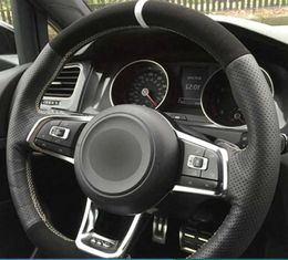 Customized Car Steering Wheel Cover Genuine Leather Suede For Volkswagen Golf 7 GTI Golf R MK7 VW Polo GTI Car Accessories