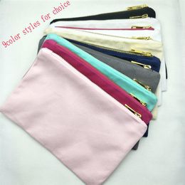 9color styles cotton canvas makeup bag with gold zip gold lining black white cream grey navy mint pink light pink toiletry bag259k