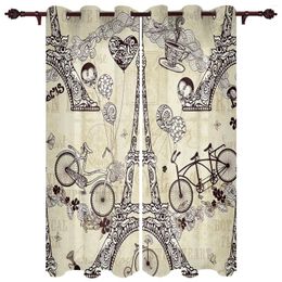 Curtain Eiffel Tower Bicycle Retro BalloonWindow Curtains For Living Room Bedroom Luxury Home Decor Valance Kitchen