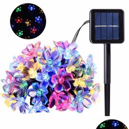 Led Strings Peach Sakura Solar Powered Light Halloween Christmas Decorations 50 Outdoor Garden Patio Party Holiday Supplies Drop Del Dhrzi